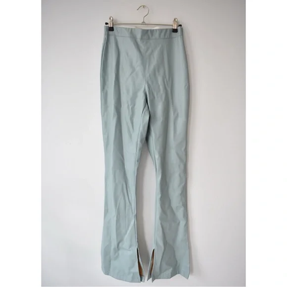 Topshop Faux Leather Flared Pants with Split Hem - Picture 2 of 9